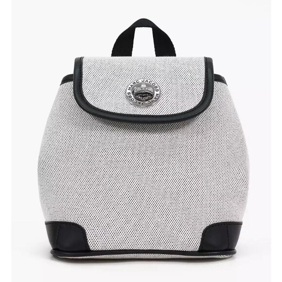 New Marc Jacobs Convertible Canvas Backpack Bag Beige /Black main image 7